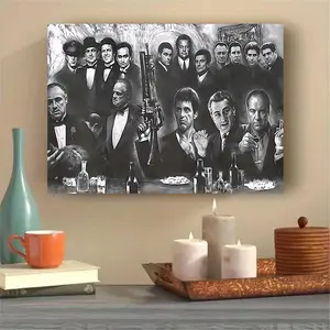 1 Piece Godfather-Inspired Mafia Canvas Wall Art, High-Quality Soft Canvas Material, Waterproof Ink Printing, Durable and Easy to Hang, Suitable for, Wall Decoration | Classic Gang Art | Soft Canvas Print, Vintage Prints
