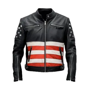 Men's Real American flag leather jackets, inspired US Flag, gift for 4th July by Hide Crafts
