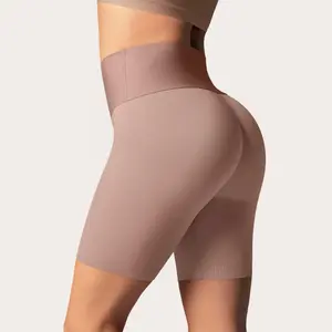 Women's Stay-in-Place Seamless Shapewear Sports Shorts – Tummy Control Knickers. Soft fabric ruched design, combining compression function with anti-slip grip technology, high waist tummy control, no roll-down, lightweight all-day comfort shorts.