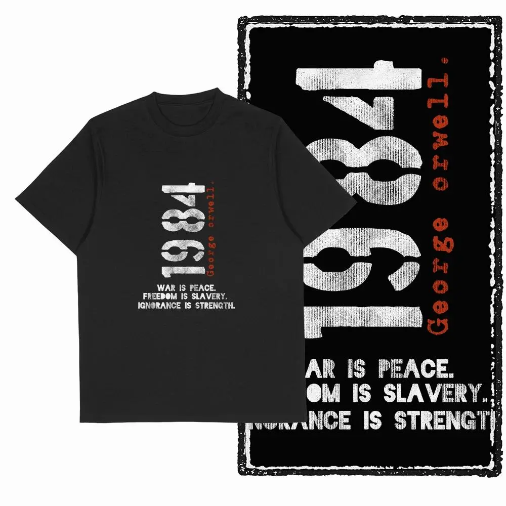Coolmind 1984 100% Cotton printed Cool Graphic Men T shirt big size loose men tshirt 1984 graphic t-shirt for men tee