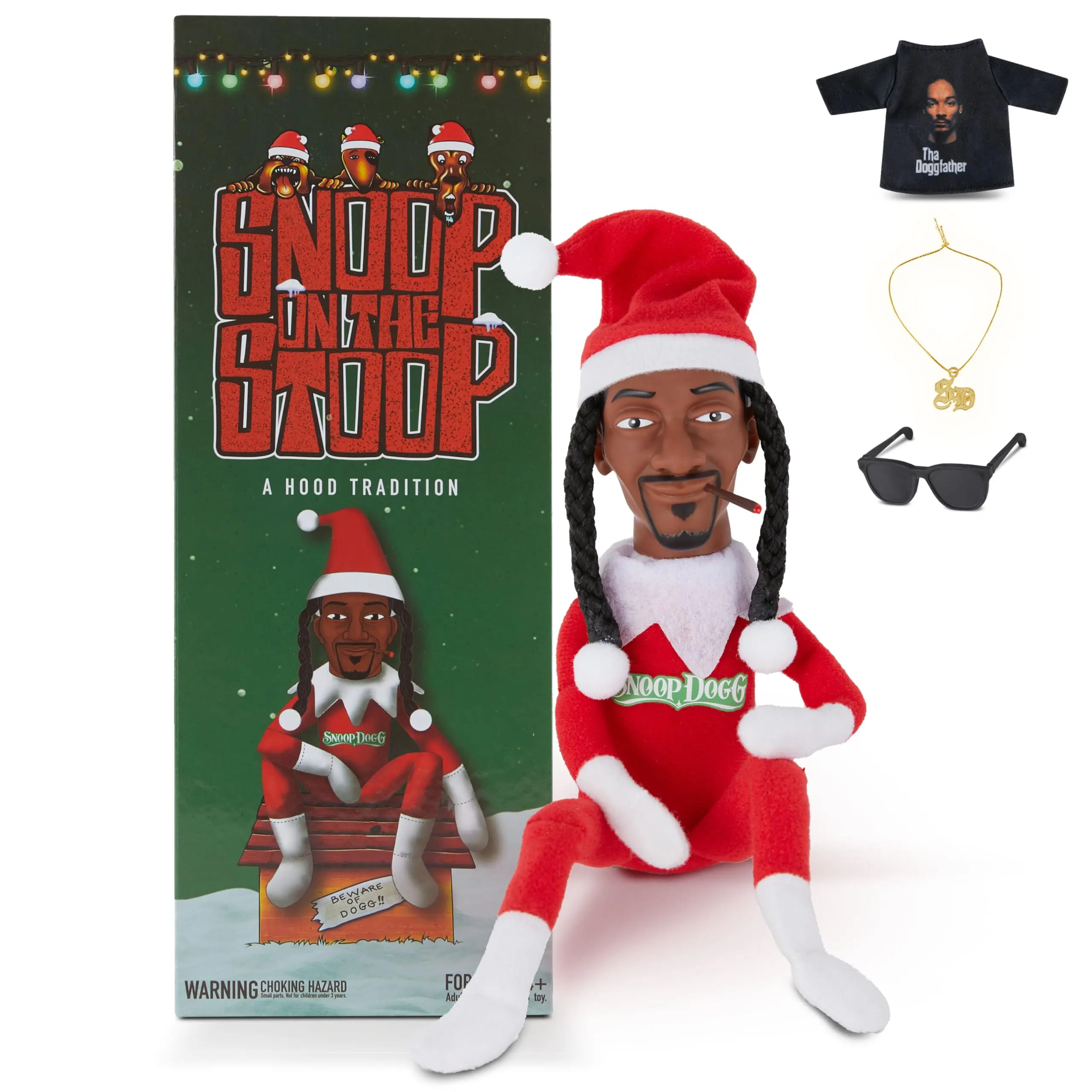 Snoop Dogg Snoop on The Stoop Christmas, 12” Small Plush Toys Shelf Decor