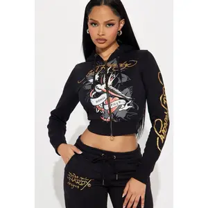 Ed Hardy Swallow Bird Zip Front Hoodie - Black 7