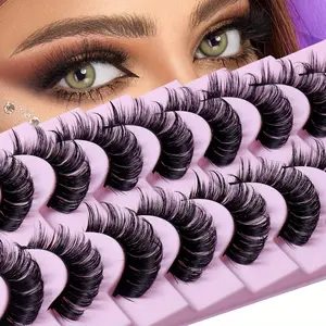 10 pairs Russian Strip Lashes Fluffy Faux Mink Lashes 3D False Eyelashes Russian Eyelashes D Curl Fake Eyelashes Makeup