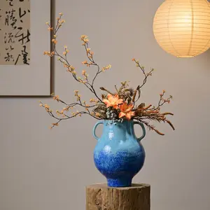 Gradient Ceramic Vase, Vintage Glazed Flower Vase, Home Decor for Living Room Bedroom, Ideal Gift, Table Centerpiece, Bookshelf Decoration