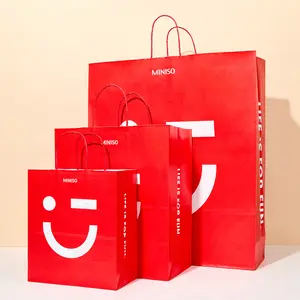 【Celebrity Picks】MINISO shopping bag, eco-friendly and convenient, with cute printed design, suitable for everyday shopping and gift wrapping