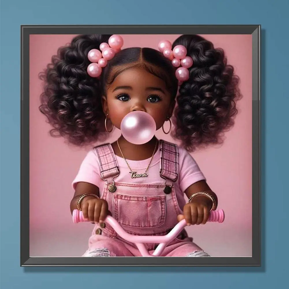 DIY Artificial Rhinestones Arts Painting Kit Without Frame, Curly Hair Girl Pattern DIY Painting, Handmade Craft Wall Art Decoration, Fun