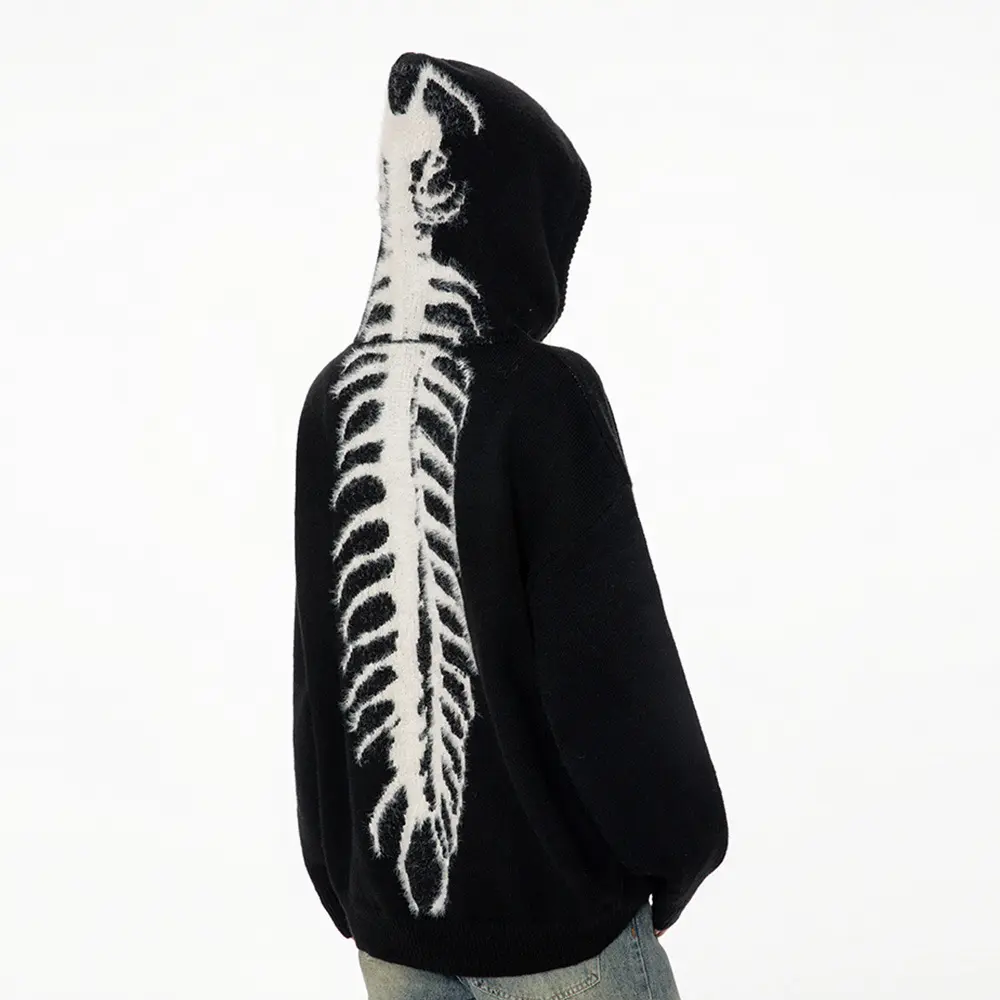 Hooded Sweatshirt Long Sleeve Solid Knitted Hoodie Pullover Sweater