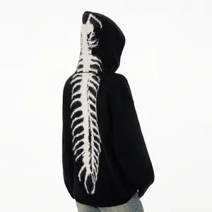 Hooded Sweatshirt Long Sleeve Solid Knitted Hoodie Pullover Sweater