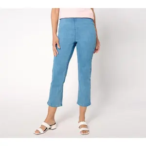 QVC Women's Denim & Co. Signature Petite Perfect Flex Cropped Jeans