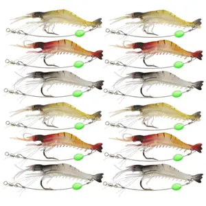A Set of 12 Pcs Saltwater Fishing Lures Shrimp Baits,Premium Soft Shrimp Fishing Tackle with Luminous Sharp Hooks,for Freshwater and Saltwater,Father's Day Gift,Hand Tools Kits,Summervibes