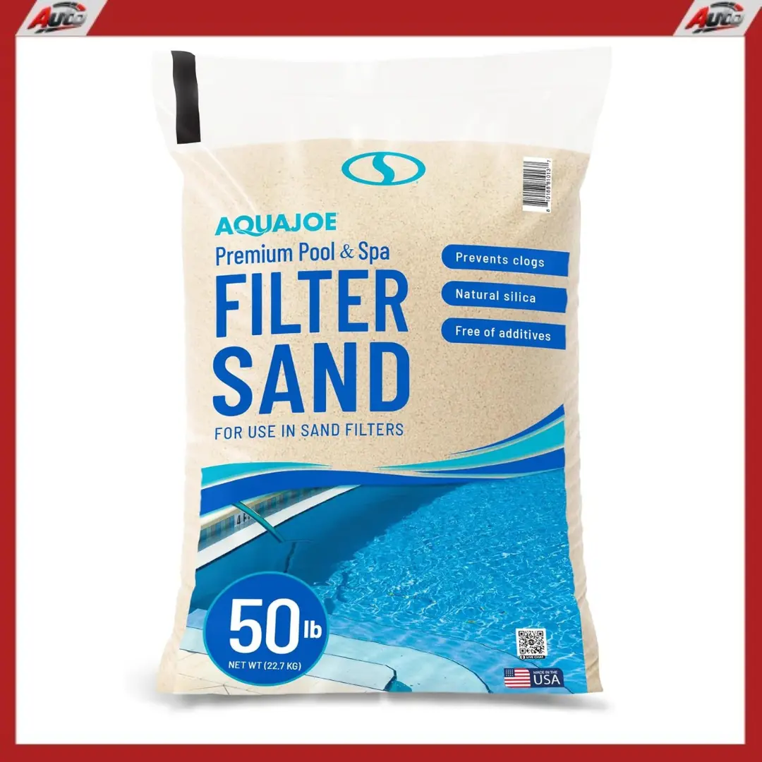 Aqua Joe Premium Pre-Washed Kiln-Dried Clog-Free All-Seasons Universal Natural Silica Pool Filter Sand, 50 Lb (22.7 kg) Bag - Above-Ground Pool Accessory, Inground System Care, FLTSAND50, Long-Lasting