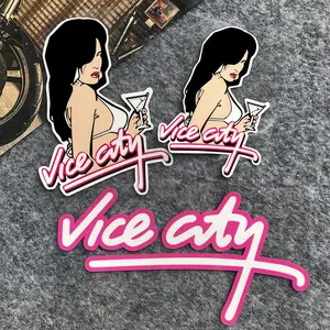 New 2026 JDM Game Neon Girl Reflective Car Stickers Decor Motorcycle Moto Auto Body Windshield Fuel Tank Bumper Vinyl Decals Accessories car decor accessories