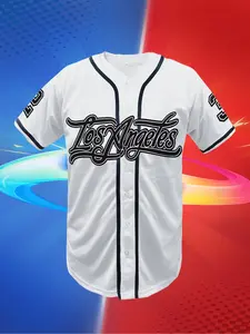 Los Angeles Baseball Jersey for Men Women, Vintage Short Sleeve Button Down Baseball Shirt, Unisex Casual Athletic Hip Hop Streetwear Summer Tops