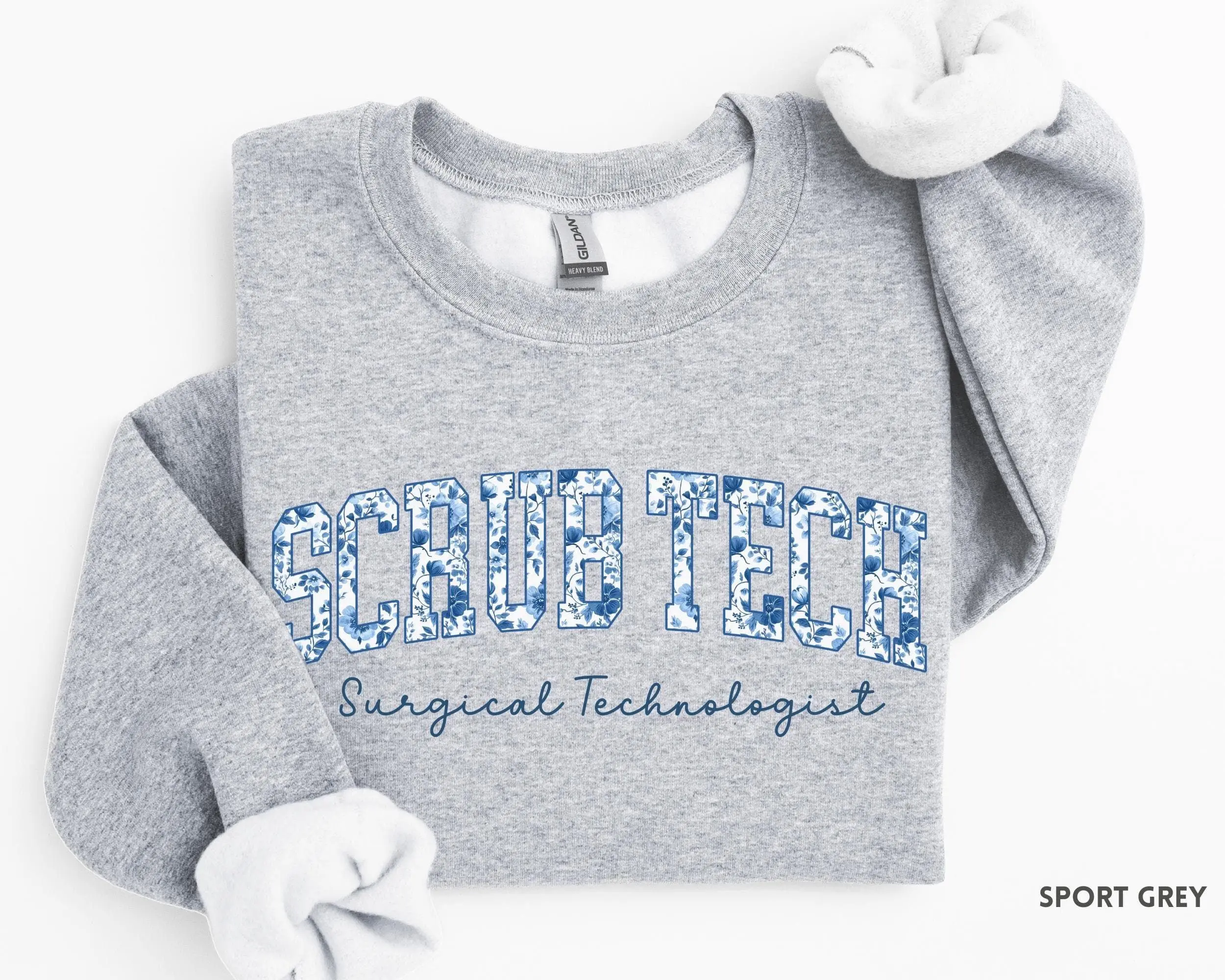 Scrub Tech Sweatshirt – Floral Surgical Technologist Crewneck, Graduation & Surg Tech Week Gift