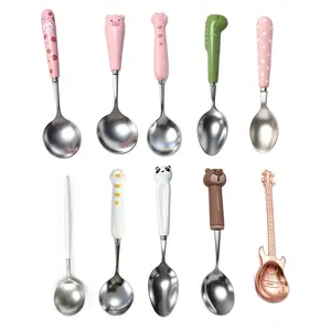 10Pcs Cute Stainless Steel Tablespoons, Food Grade Premium Silverware, Mirror Polished, Durable & Dishwasher Safe, Ideal for Home and Restaurant Use