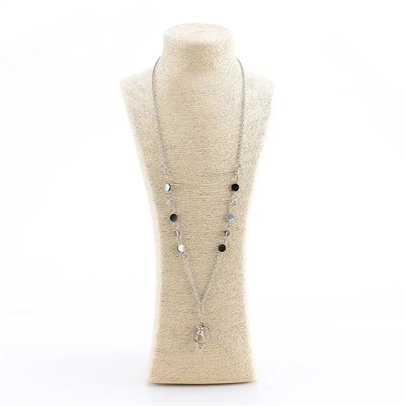 Stainless Steel Work ID Card Lanyard Long Multifunctional Durable Necklace Women Sweater Chain Commuting Style Daily Jewelry