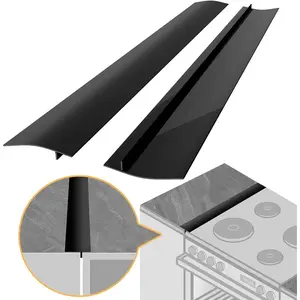 Silicone Stove Gap Covers 2 Pack, Heat Resistant Flexible Kitchen Silicone Gap Cover Filler Between Stovetop and Counter, 21 Inches Black