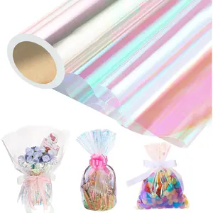 82 Ft X 17 In Cellophane Wrap for  Baskets Easter Iridescent Cellophane Wrap Roll  Basket Wrapping Plastic for Easter Gifts Basket Stuffers  Party Favor Birthday Wedding Crafts