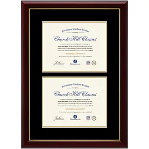 Church Hill Classics Double Document Diploma Frame 8.5 x 11 Traditional Black & Gold Matting Museum-Quality Handcrafted in USA Photo Decor