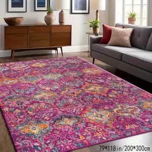 Velvet Soft Persian Vintage Pattern Rug, Home Decor Carpet, Living Room Sofa Mat, Bedroom Bedside Rug, Multiple Sizes Available