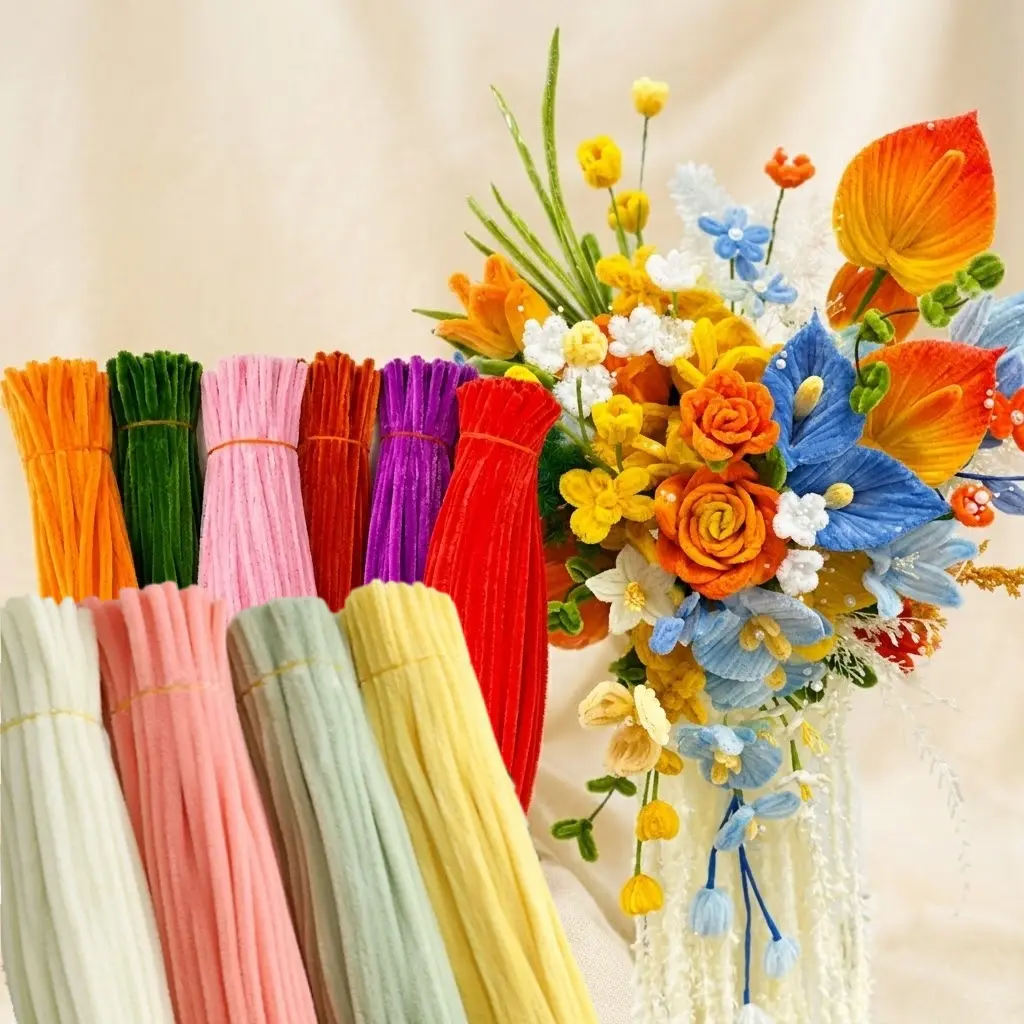 1000-Piece Fluffy Pipe Cleaner Set, 10 Assorted Colors (6mm x 12in) – Pipe Cleaner Flowers, Diy Crafts Supplies for Holiday Decor & Art Projects