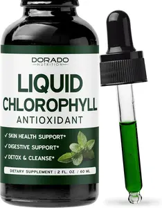 Chlorophyll Liquid Drops (60 ml) Premium Liquid Chlorophyll Drops for Skin Health and Digestive Support - Chlorophyllin Supplement for Women and Men Body Detox - Third Party Tested - Made in USA