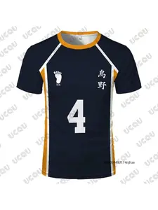 Anime Haikyuu Role Play Jersey Men's Tshirt Karasuno High School Volleyball Club Hinata Shoyo Kageyama Sports Tee Kids/Adult Top