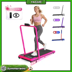 【SUMMERWINS】 YAGUD Foldable Adjustable Incline Treadmill, Low Noise Motor Walking Pad, 265lbs Weight Capacity, Remote Control & Wheels for Easy mobility, Dual Shock Absorption System Home Gym Equipment, Home Workout Equipment