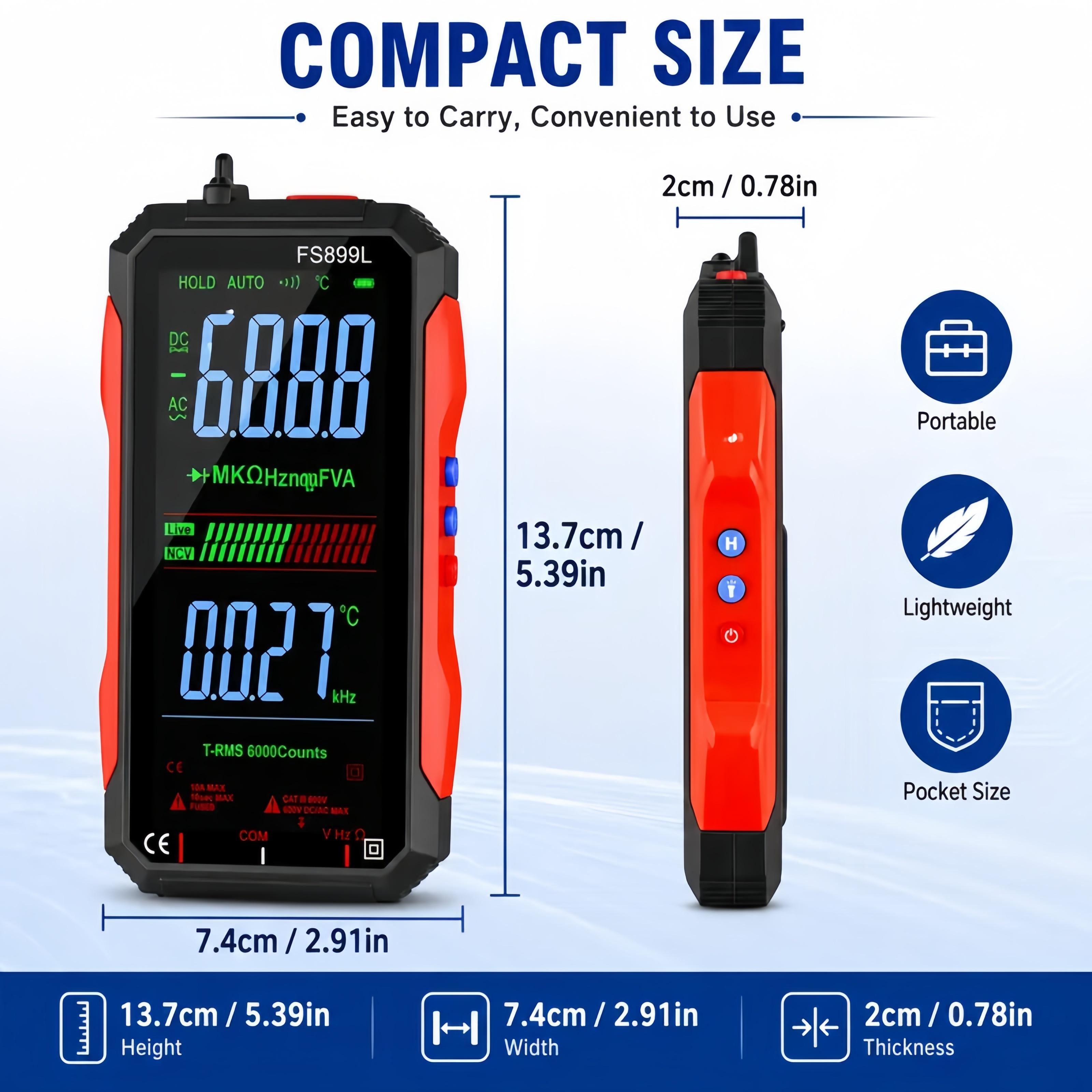 Fully Automatic True RMS (TRMS) 6000 Count Digital Voltmeter - A reliable voltage tester suitable for home, automotive, and industrial applications; a professional electrical tool.