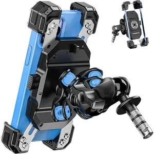 Fork Stem Phone Mount with Vibration Dampener,  Cell Phone Holder with  Alloy Anti- Short Arm, Fit 12mm to 25.4mm Diameter Stem Tubes, for 5.5"-7.2" Phones