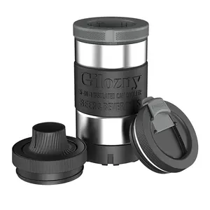 Can Cooler - 4-in-1 Double Walled Stainless Steel Holder And Beer For 12 Oz 16 Slim Bottles Mixed Drinks  Coffee (stainless Steel)