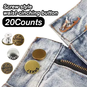 20 Counts Jeans Button Replacement Kit, No-Sew Adjustable Metal Buttons, Thread Rivets and Screwdriver Repair Set with Storage Box, Jeans Clothing Decoration for Women and Men, Random Styles