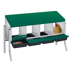 Weatherproof Metal Chicken Nesting Box with 4 Holes & Removable Tray - Automatic Rollout Egg Collection - Easy Clean & Quick Assembly for Hens,Green