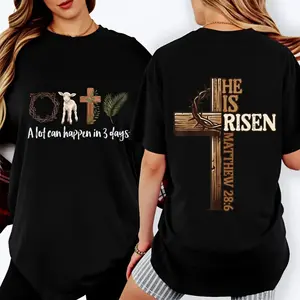 100% pure cotton Religious Christian Design Men's T-Shirt Easter Resurrection Theme Spring Summer Wear Gift For Faithful Christians