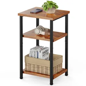 3 Tier Side Sofa Tables,Small End Table, Storage Shelf, Nightstand with Adjustable Feet for Living Room, Office, Bedroom