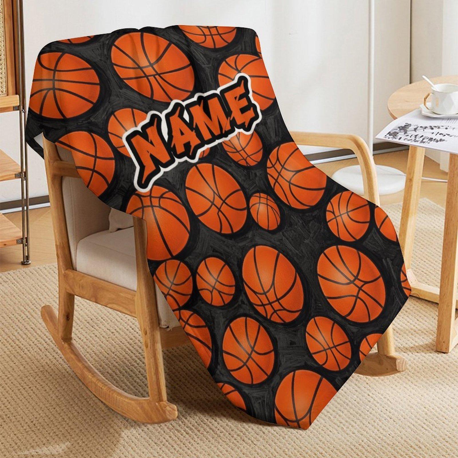 Custom Name Basketball  Themed Blanket ,Personalized Name Gift ,Suit for The Sofa, Bed, Travel, Camping, Living Room, Office, Chair，Gifts for Family or Child  ,Friend , Send your custom text via shop chat to personalize