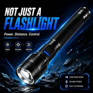 Rechargeable LED Flashlight with Power Display, High Lumens Super Bright Flashlight, USB-C Fast Charging, 5 Light Modes, Aluminum Alloy Waterproof Handheld Torch for Camping Hiking Emergency Outdoor Use