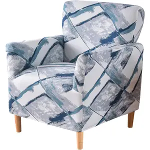Banquet Armchair Slipcover Printed Chair Covers with Arms Stretch Club Chair Slipcover Soft Armchair Sofa Covers Anti-Slip Furniture Protector for Dogs Pets Home Living Room Decor, 19
