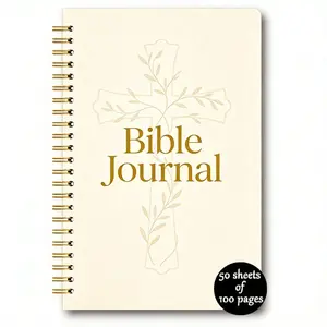 1 Bible Journal Notebook Cross and Grape Vine Spiral Notebook - Elegant Faith-Inspired Design 13.97X21.08 cm - For Daily Scripture Study and Spiritual Reflection - Perfect Gift for Religious Friends