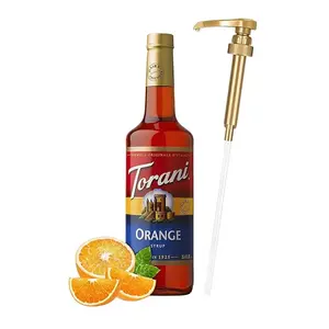 Torani Orange Syrup for Coffee, Tea, Cocktails & More | Classic Flavor Drink Mix for Lattes, Italian Sodas, & Desserts | 25.4 Fl Oz Bottle with Jimoco Syrup Pump | Kosher, Gluten Free