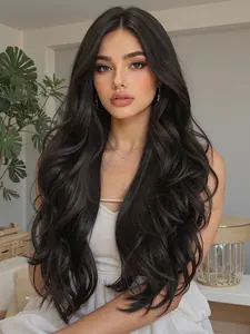 26 Inch Deep Long Curly Middle Part Wig for Women, Elegant Synthetic Hair, Versatile Party Style, Suitable for All Seasons, Loose Wave Wig