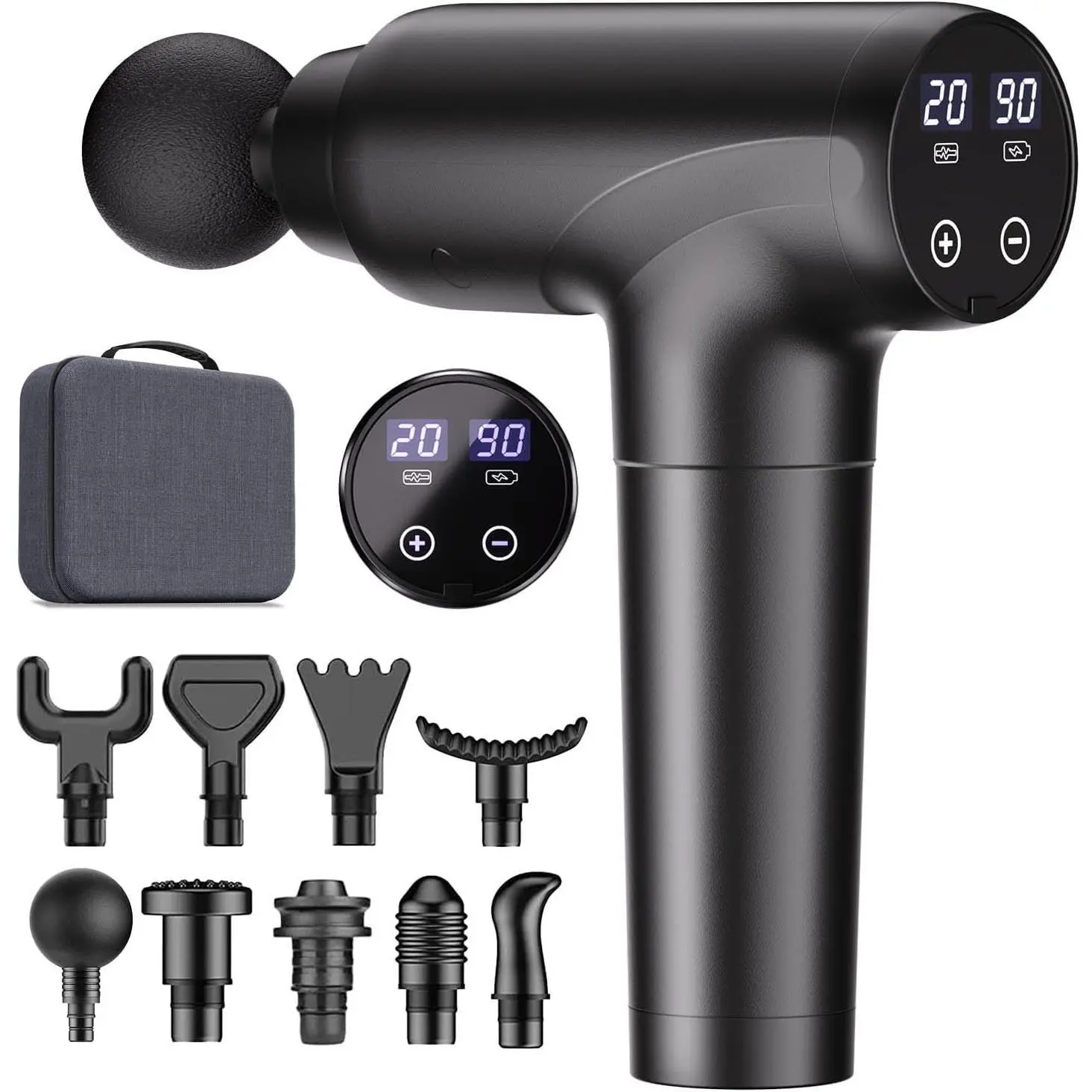 Massage Gun Deep Tissue, Muscle Massage Gun with 9 Attachment Heads 20 Speeds & Silent Brushless Motor for Pain Relief, Handheld Percussion Back Massager Gun, Fathers Day Dad Gifts Comfortable Set
