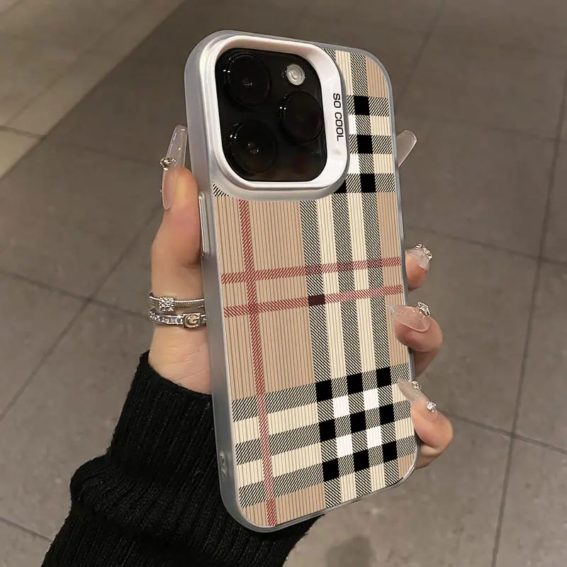 Retro Plaid Texture Pattern Phone Case, Durable Protective Cover, Fashion Phone Protector  -Durable, Shock Absorbing and Stylish Protection -Compatible with iPhone 17,16, 15, 14, 13, 12, 11, Plus, Pro,Pro Max, Perfect birthday gift for friends.