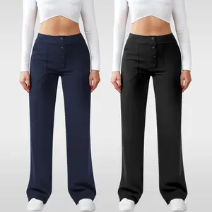 JEKAOYI Women's 2-Piece Set High Waisted Button Multiple Pockets Straight Leg Casual Pants 80% Polyester 20% Spandex Flattering Fit #TikTokShopHolidayHaul