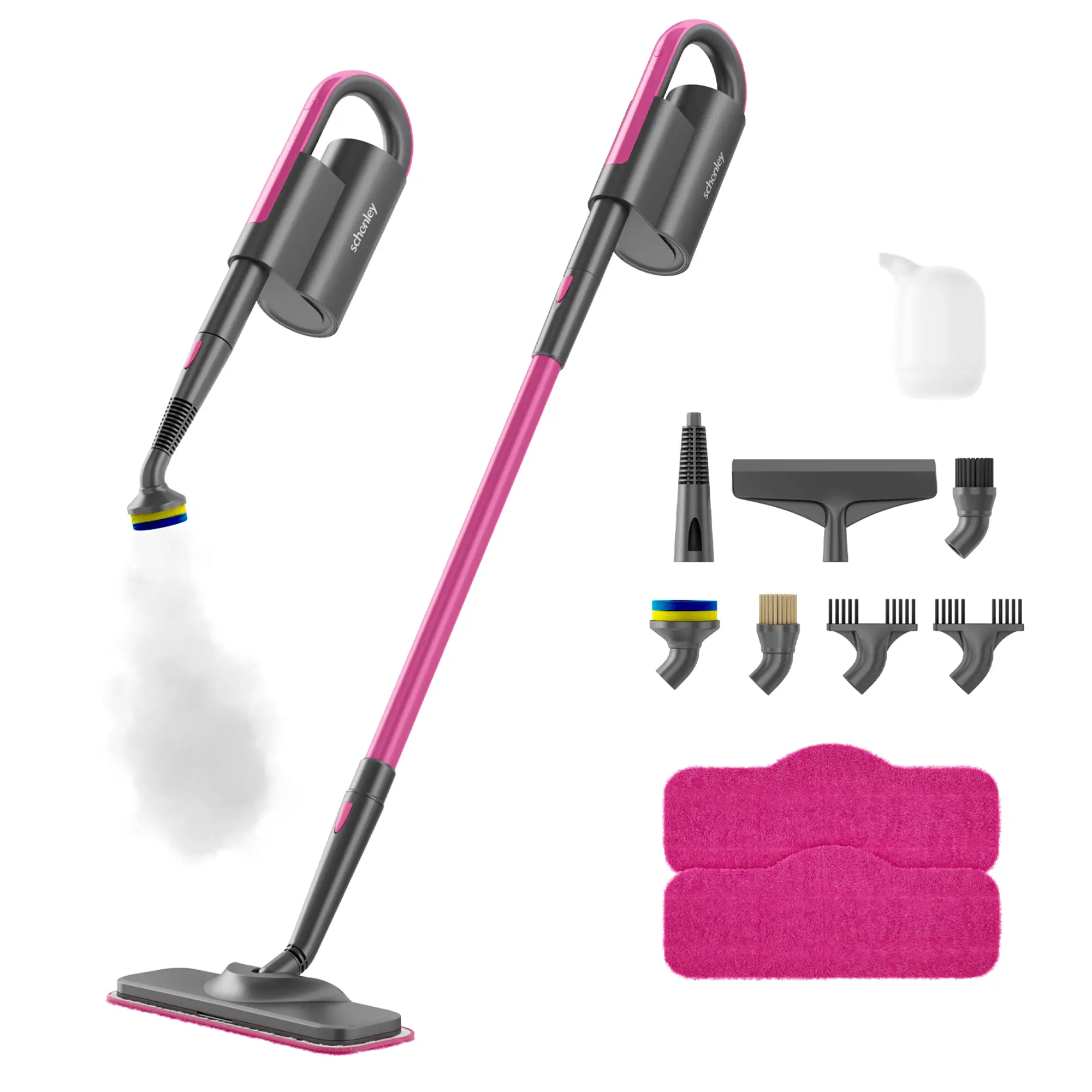 Schenley Steam Mop with a detachable handheld steamer for grouts, walls, tiles, and hard floors Ideal for greasy with 7-in-1 accessories and pads.