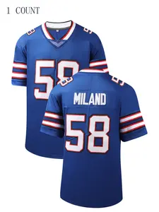 Men's Football Jersey-Breathable, Embroidered Sports Shirt V-Neck Football Shirt Loose Fit Buffalo T-Shirts for Training & Competition,Casual Wear