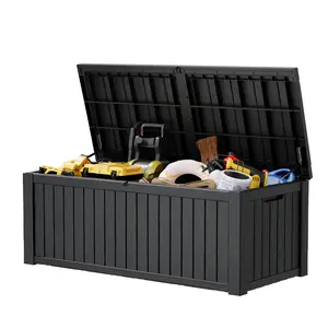 Heavy-Duty 180Gallon Storage Chest, Large Capacity Storage Box with Lid for Garage, Basement, Attic Organization in Grey & Black-Christmas Gifts.