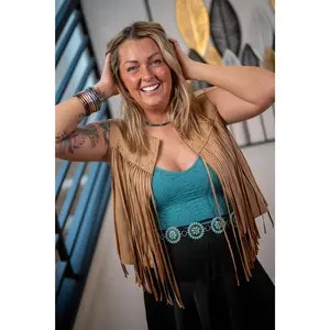 Blue B Suede Fringe Western Vest