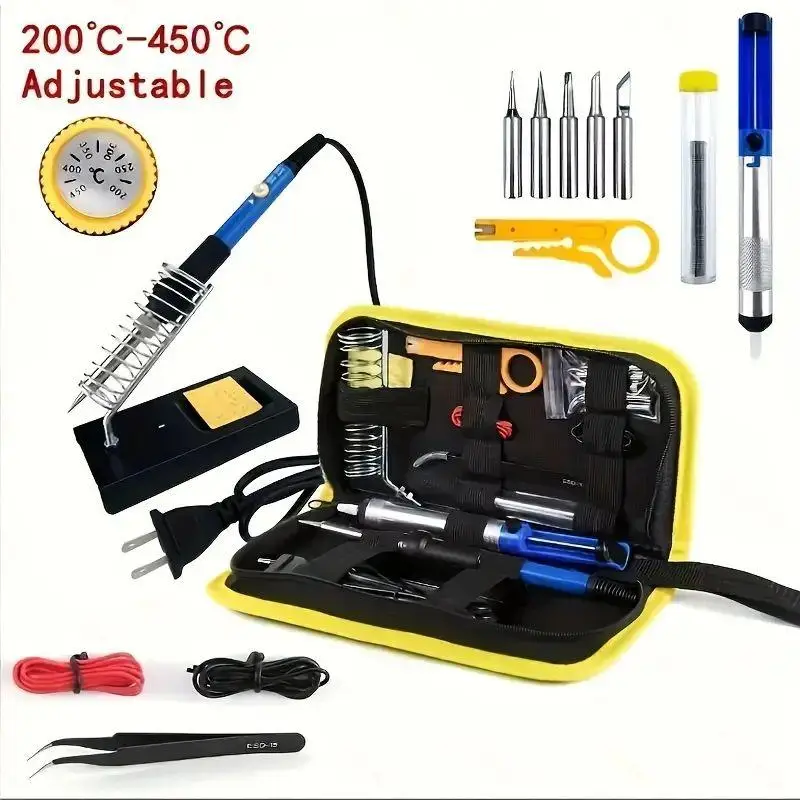 Soldering Iron Kit, 1 Set 60W Temperature Adjustable Soldering Iron Kit, Soldering Station, Soldering Repair Tool, Welding Equipment