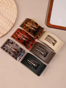 6pcs square flat mouth hollow shark clip tortoiseshell/red brown/dark brown/white multi-color mix and match! Ins wind advanced sense hair grip, Korean temperament hair clip, daily commute Joker hairstyle artifact